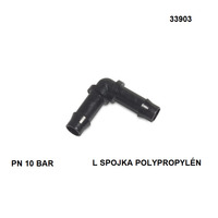 L SPOJKA POLYPROPYLÉN - černá, pro hadicový trn 10 mm, PN 10 Bar (5°/+80°C) 
