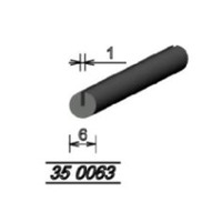 350063 Pryžový profil kruhový, průměr 6mm, drážka 1mm, 70°Sh, EPDM, -40°C/+100°C
