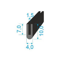 00535016 Pryžový profil tvaru "U", 10x4/1,5mm, 60°Sh, EPDM, -40°C/+100°C, černý