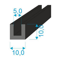 00535011 Pryžový profil tvaru "U", 10x10/5mm, 70°Sh, EPDM, -40°C/+100°C, černý