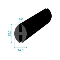 02741007 Profil tvaru "H", 22x14,8/4/4mm, EPDM 70°Sh