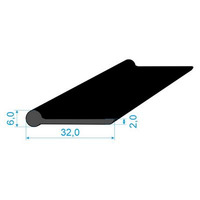 02831008 Pryžový profil tvaru "I", 32x6/2mm, 70°Sh, EPDM, -40°C/+70°C, černý, délka 1300mm