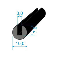1468104 Pryžový profil kruhový, průměr 10mm, drážka 3mm, 70°Sh, EPDM, -40°C/+100°