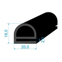 05386007 Profil tvaru "e", 18x20/2mm s dutinkou, EPDM, 60°Sh