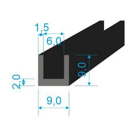00535090 Pryžový profil tvaru "U", 9x9/6mm,  70°Sh, EPDM, -40°C/+100°C, černý