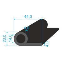 0536004 Pryžový profil tvaru "P" s dutinkou, 46x19/4mm, délka 2500mm, 60°Sh, SBR