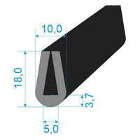 00535058 Pryžový profil tvaru "U", 18x10/5mm, 60°Sh, NBR, -40°C/+70°C, černý