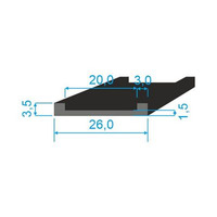 00535020 Pryžový profil tvaru "U", 3,5x26/20mm, 70°Sh, EPDM, -40°C/+100°C, černý