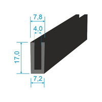 00535190 Pryžový profil tvaru "U", 17x7,8/4mm, 60°Sh, EPDM, -40°C/+100°C, černý