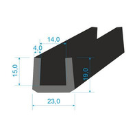 00535023 Pryžový profil tvaru "U", 19x23/14mm, 60°Sh, EPDM, -40°C/+100°C, černý