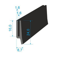 00535009 Pryžový profil tvaru "U", 24x6,7/1,6mm, 70°Sh, EPDM, -40°C/+100°C, černý