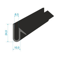 00535031 Pryžový profil tvaru "U", 24x10/6mm, 70°Sh, EPDM, -40°C/+100°C, černý