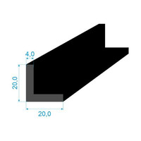 05397029 profil tvaru "L", 20x20/4mm, EPDM 70ShA