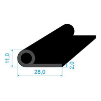 0536273 Pryžový profil tvaru "P" s dutinkou, 28x11/2mm EPDM 70ShA