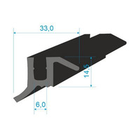 00535065 Pryžový profil tvaru "U", 14,5x33/6mm, 70°Sh, EPDM, -40°C/+100°C, černý